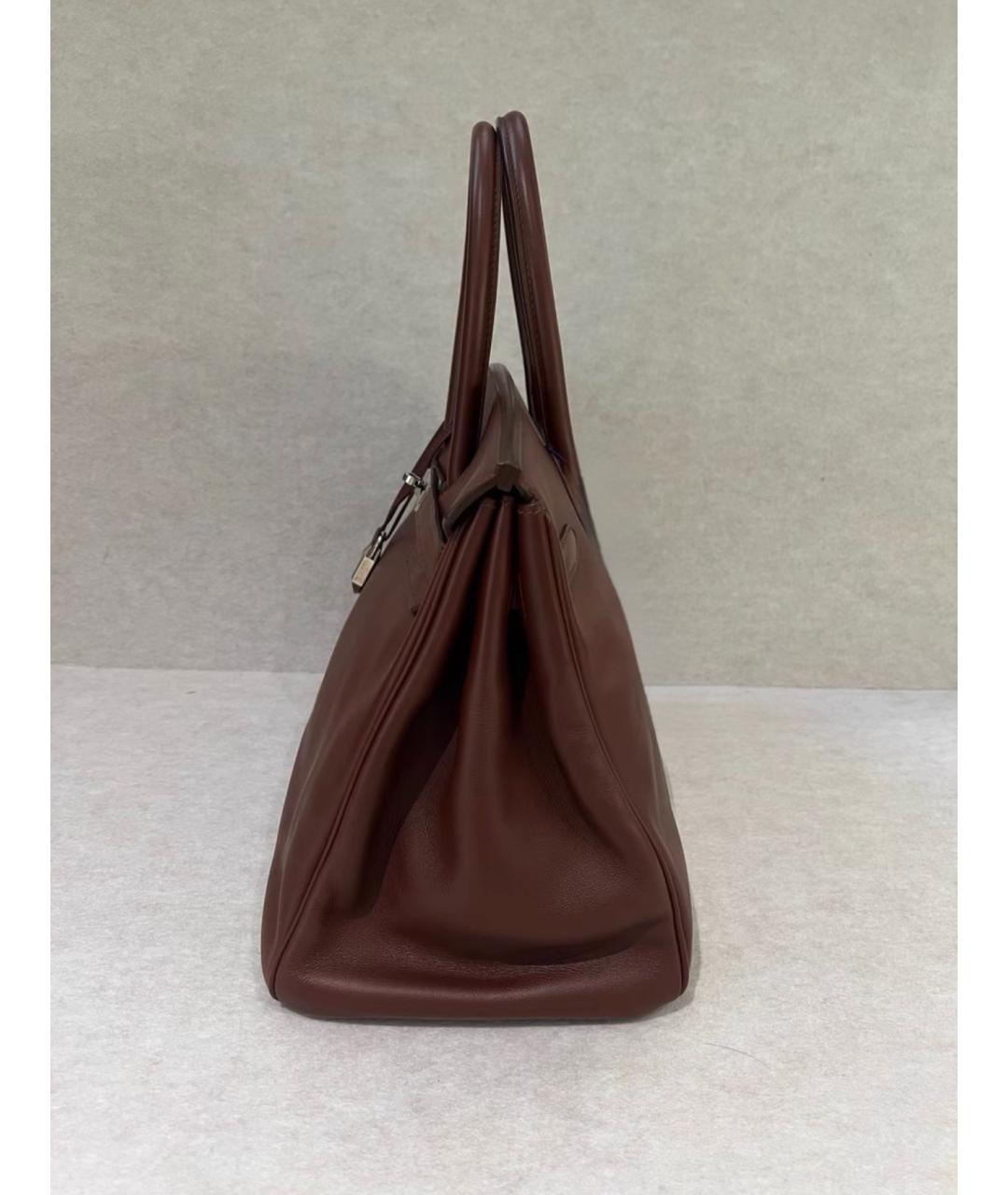 HERMES Бордовая кожаная сумка с короткими ручками, фото 3