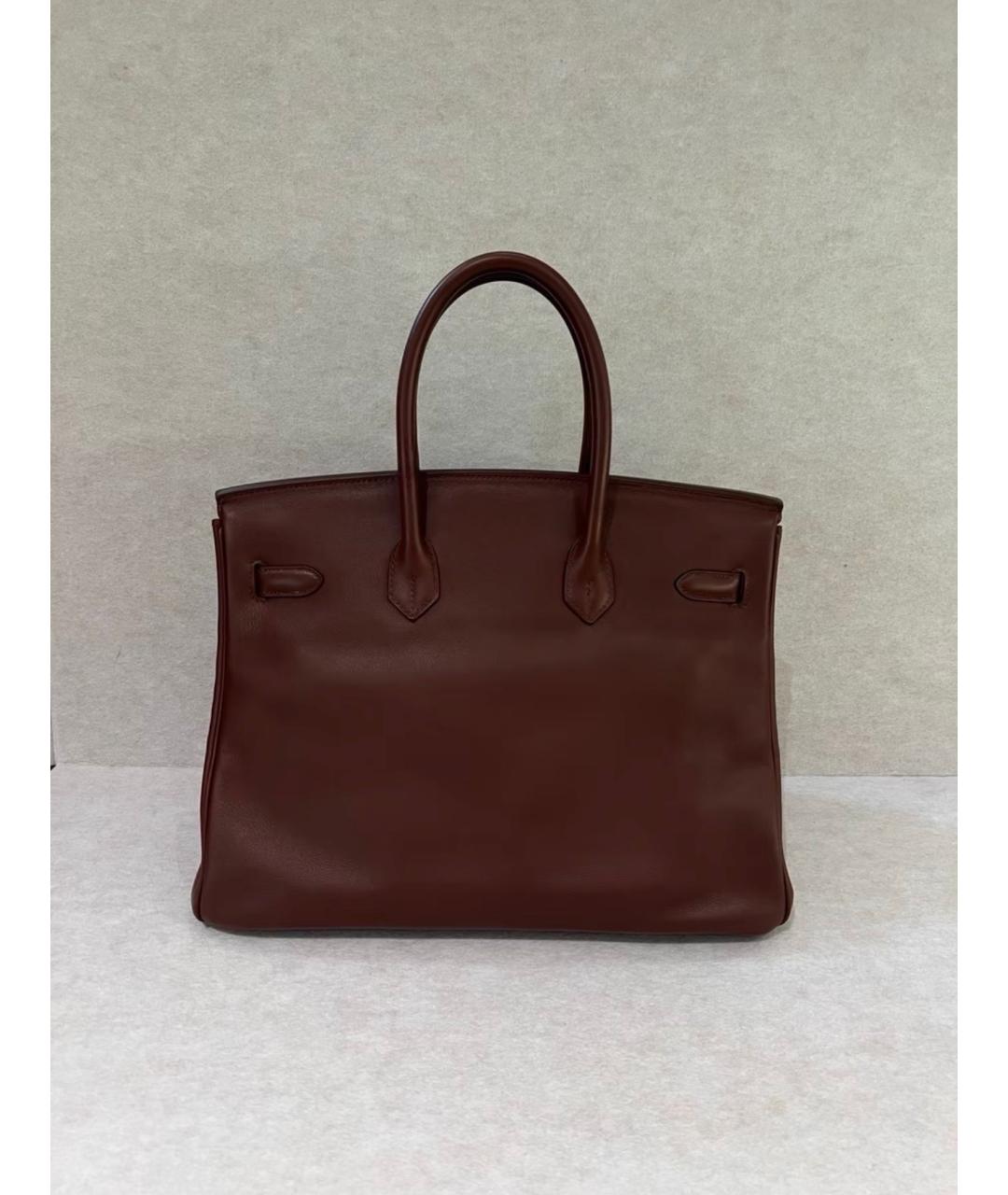 HERMES Бордовая кожаная сумка с короткими ручками, фото 5