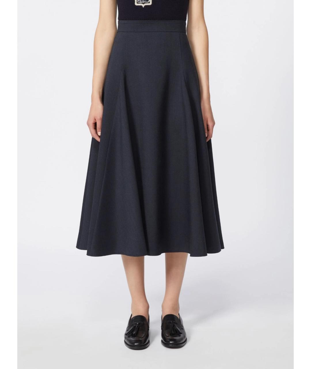MAX MARA Темно-синяя полиэстеровая юбка миди, фото 3