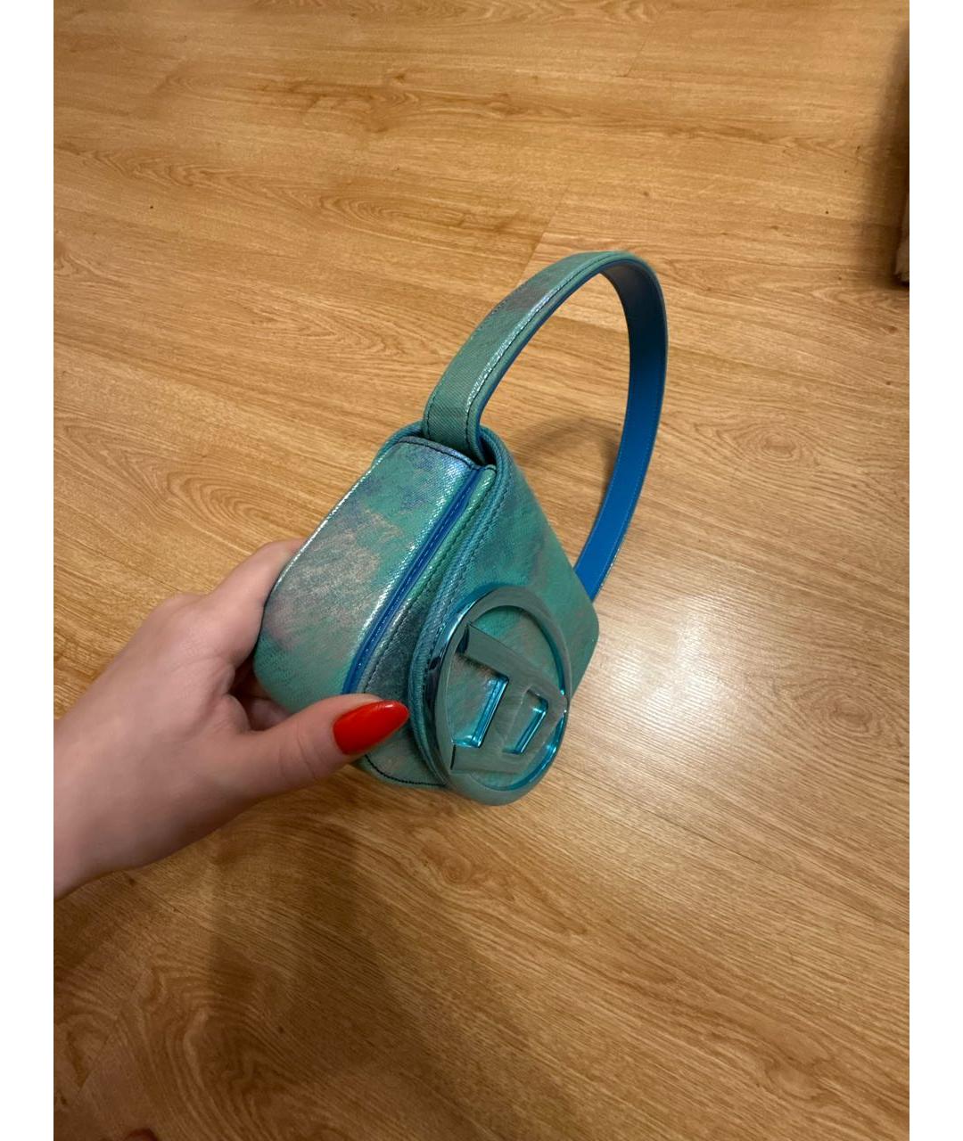 DIESEL Бирюзовая деним сумка с короткими ручками, фото 2