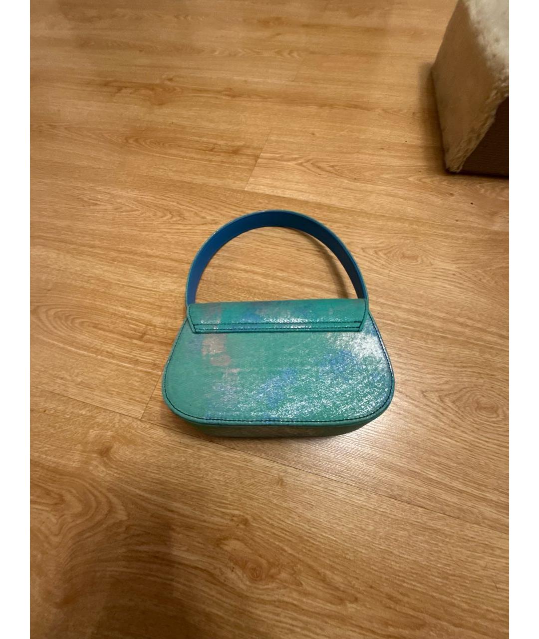 DIESEL Бирюзовая деним сумка с короткими ручками, фото 3