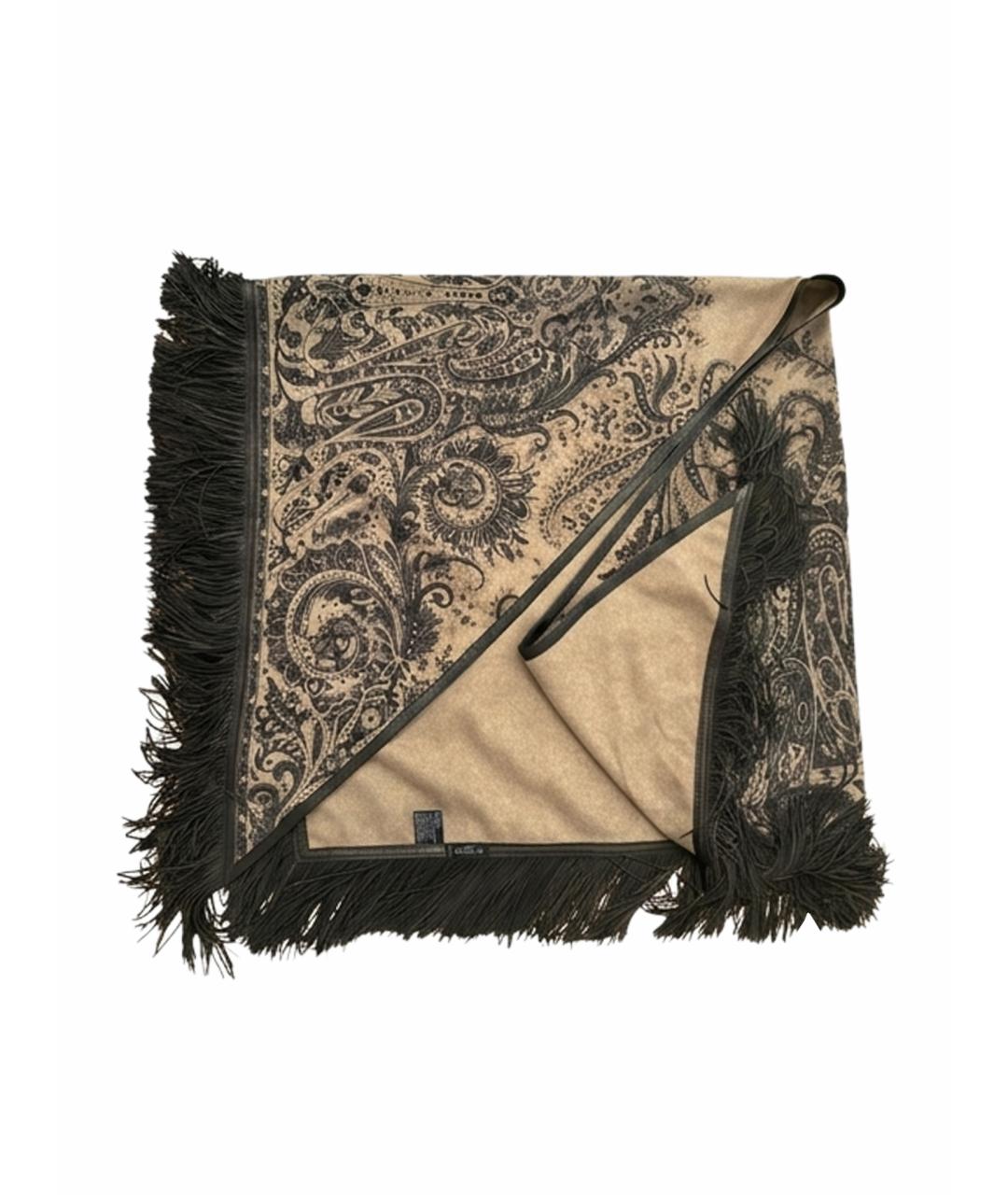 ETRO Коричневый шерстяной платок, фото 1
