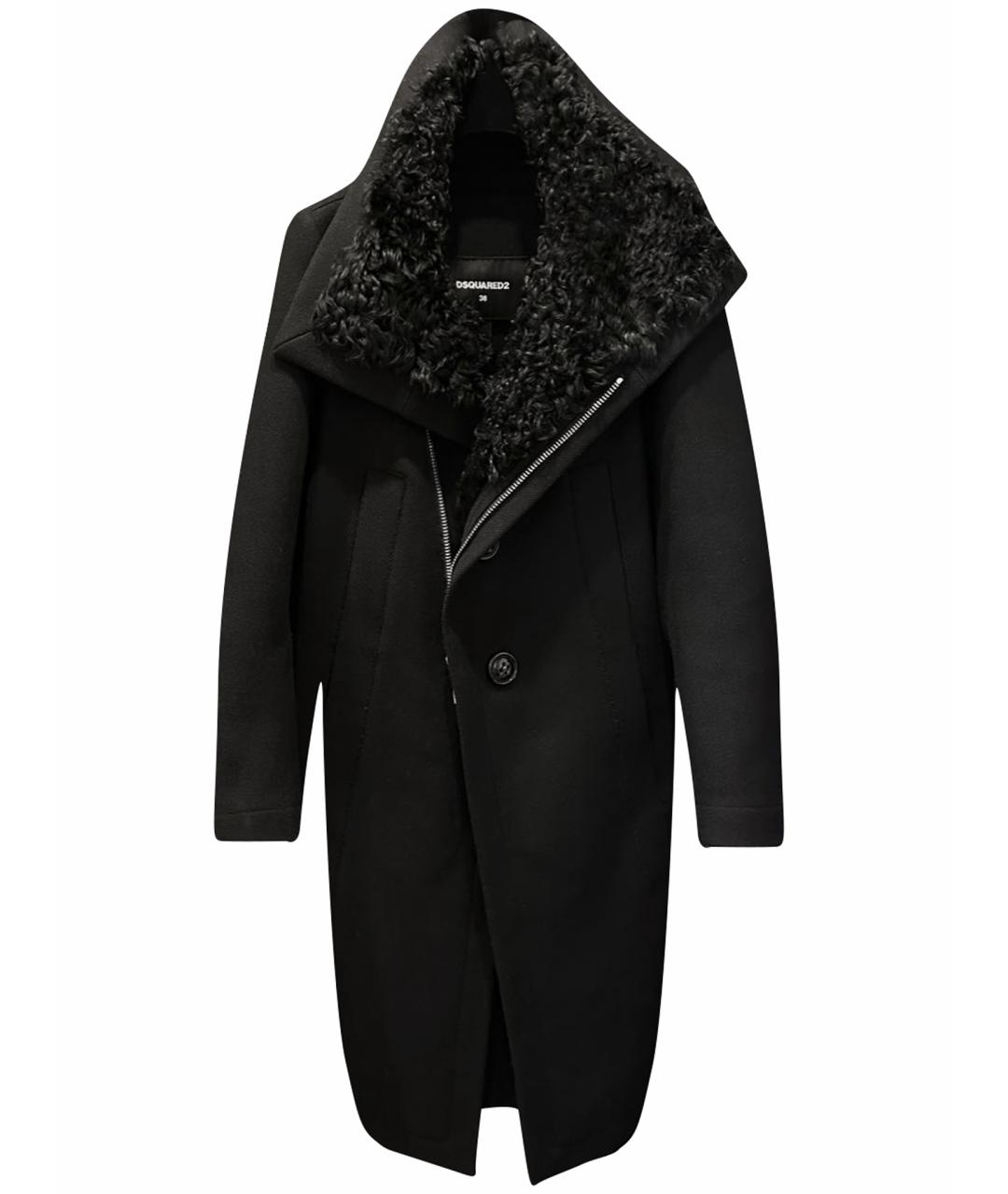 DSQUARED2 Черное шерстяное пальто, фото 1