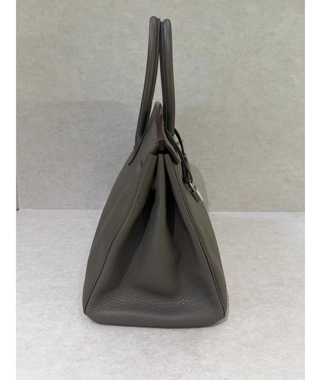 HERMES Синяя кожаная сумка с короткими ручками, фото 4