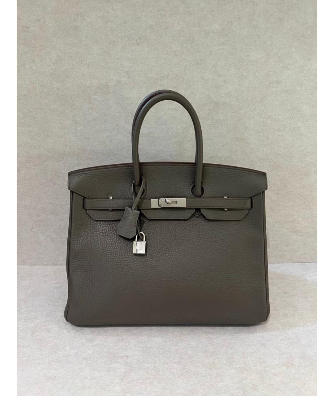 HERMES Синяя кожаная сумка с короткими ручками, фото 6