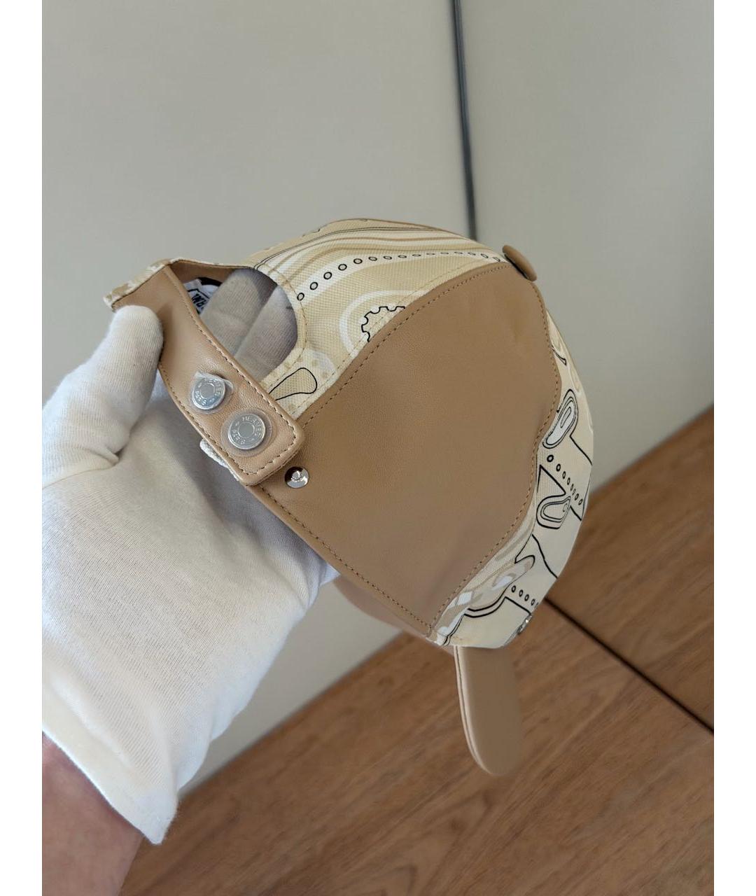 HERMES Бежевая кожаная кепка, фото 3