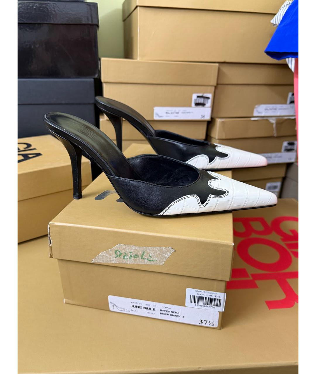 GIABORGHINI Черные кожаные мюли, фото 9