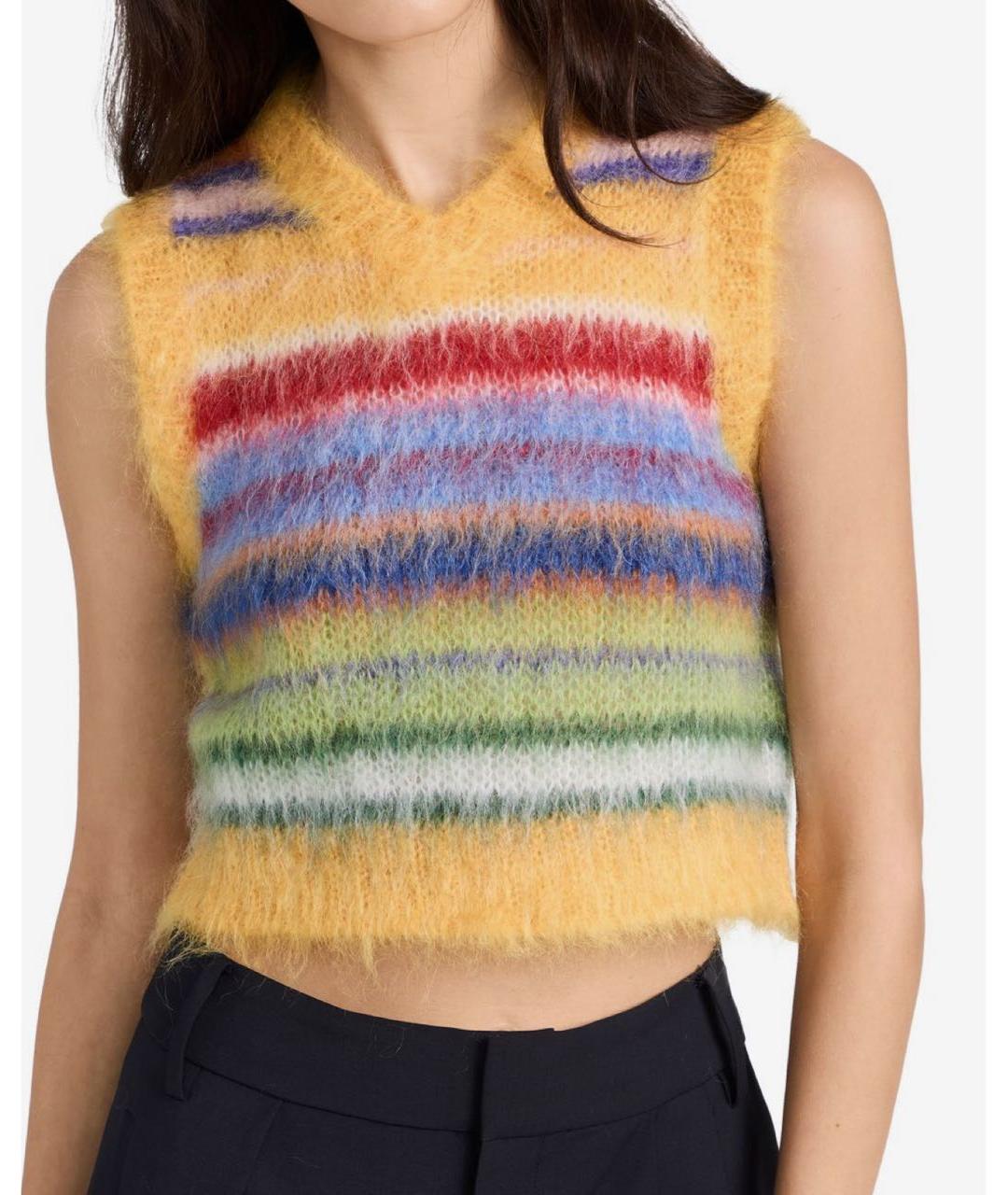 MARNI Желтая шерстяная жилетка, фото 4