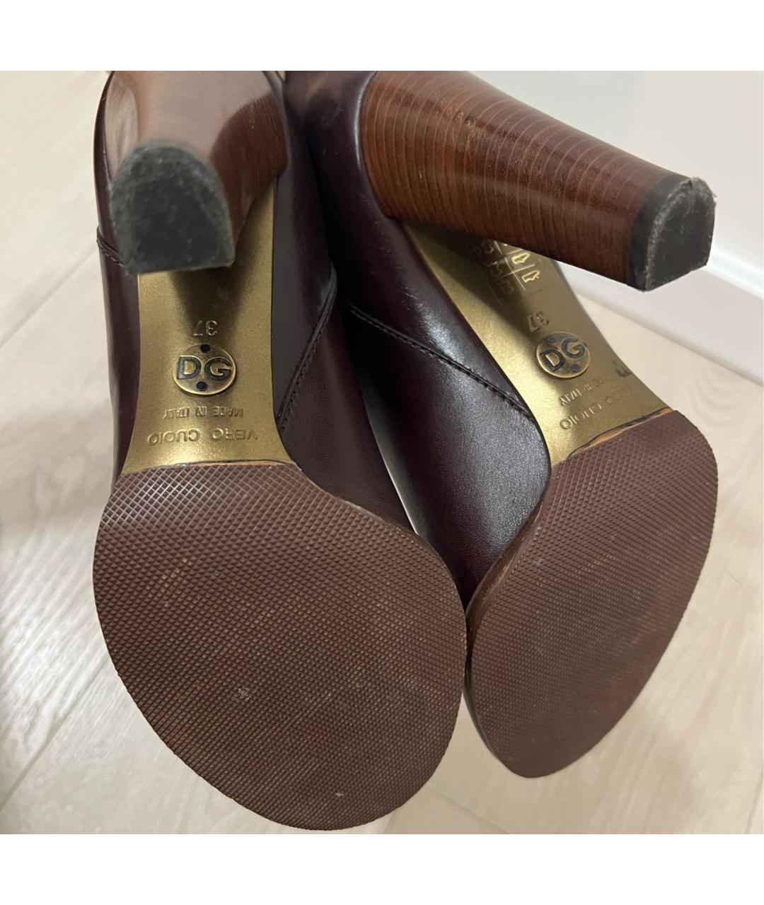 DOLCE&GABBANA Коричневые кожаные сапоги, фото 4