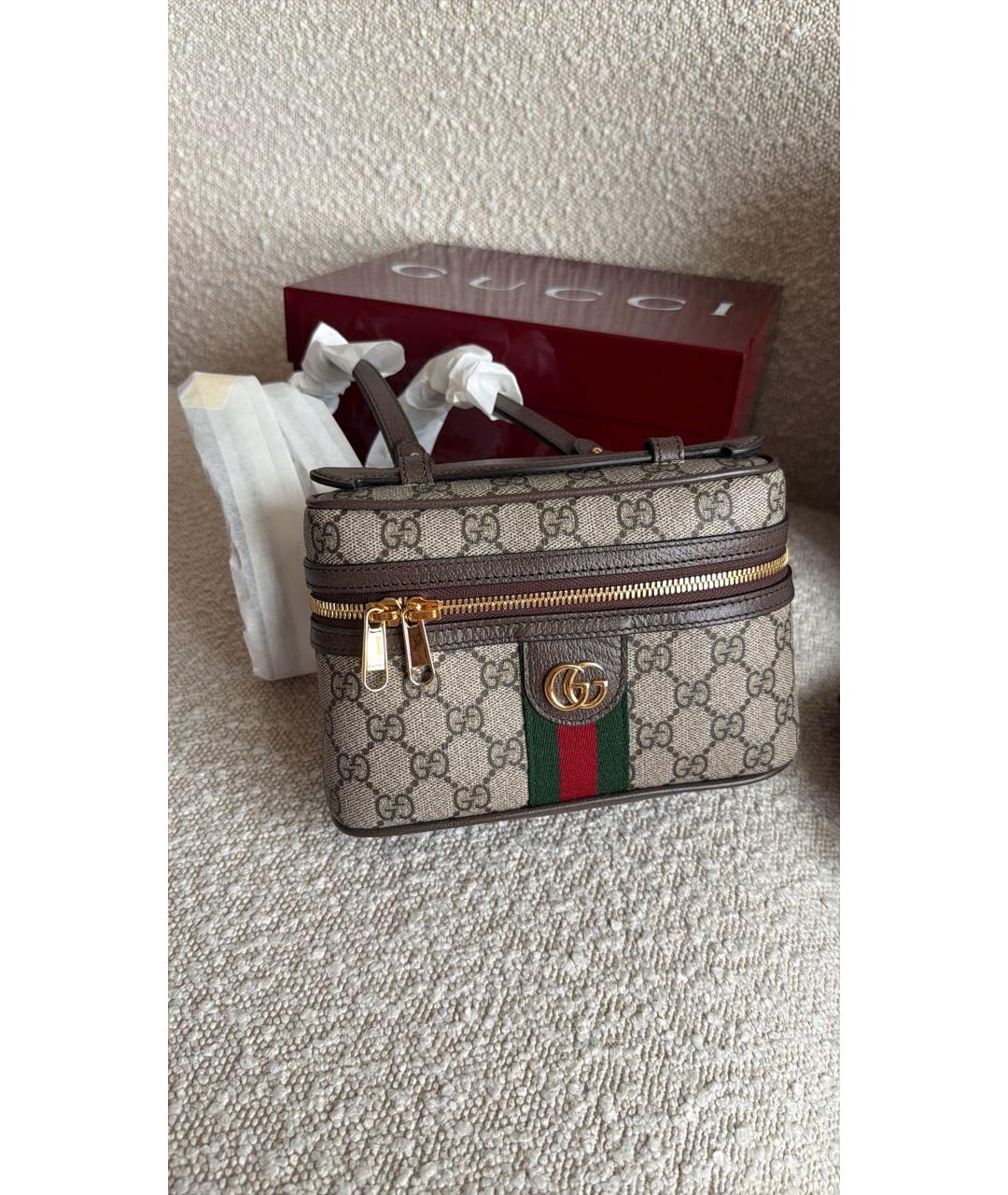 GUCCI Коричневая кожаная сумка через плечо, фото 2