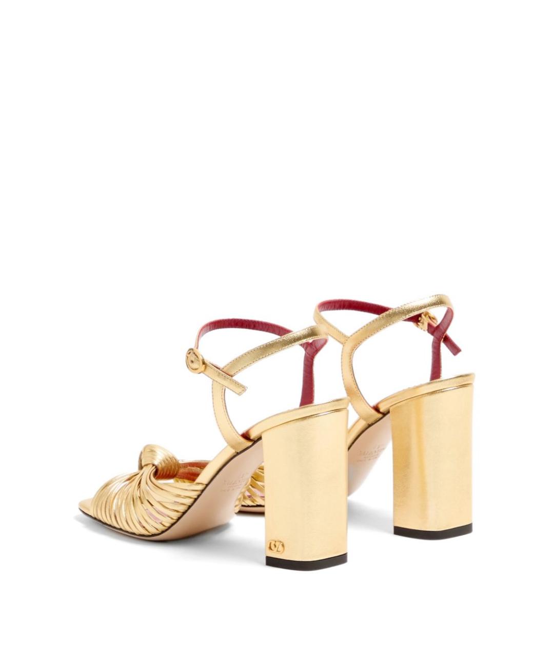 VALENTINO Золотые кожаные босоножки, фото 5
