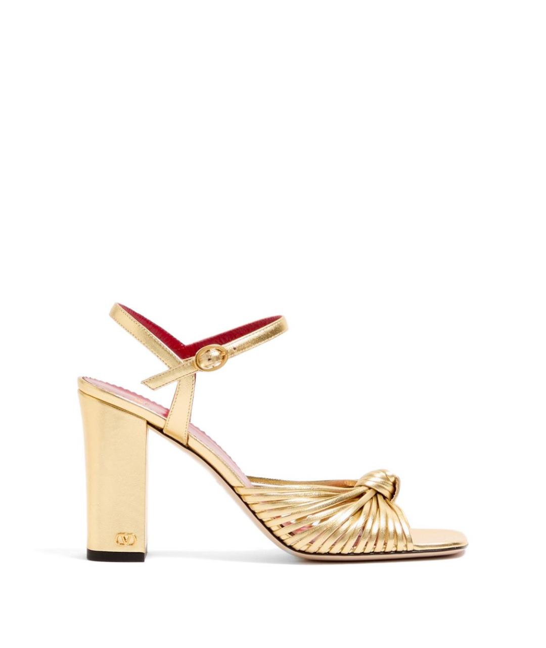 VALENTINO Золотые кожаные босоножки, фото 1