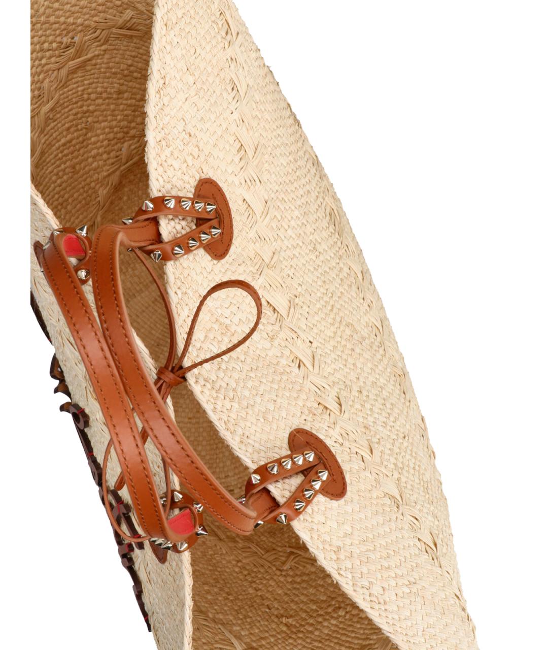 CHRISTIAN LOUBOUTIN Бежевая пелетеная сумка тоут, фото 4