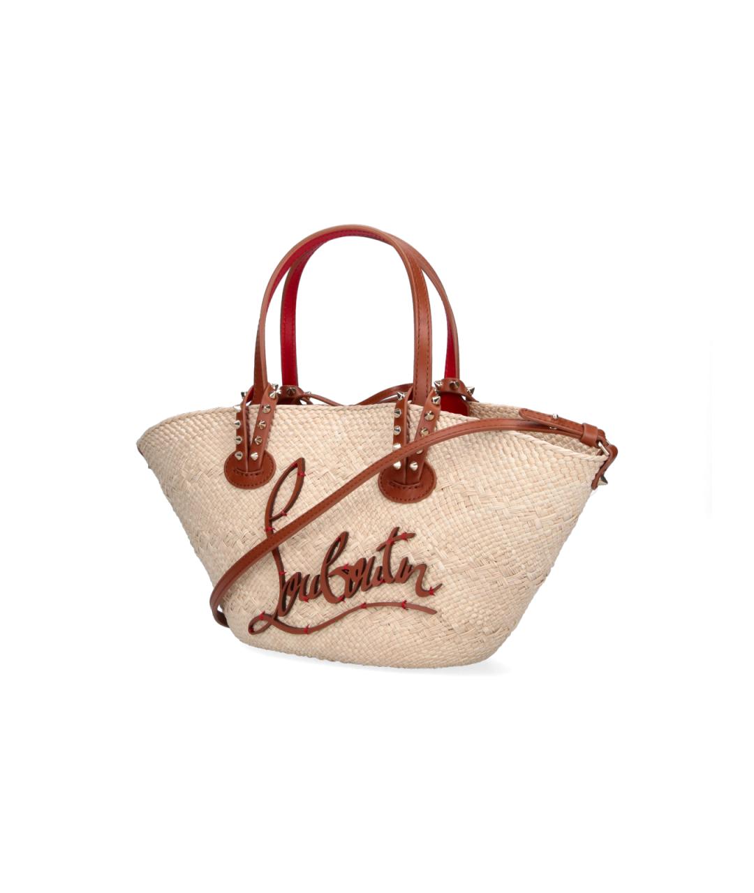 CHRISTIAN LOUBOUTIN Бежевая пелетеная сумка тоут, фото 2
