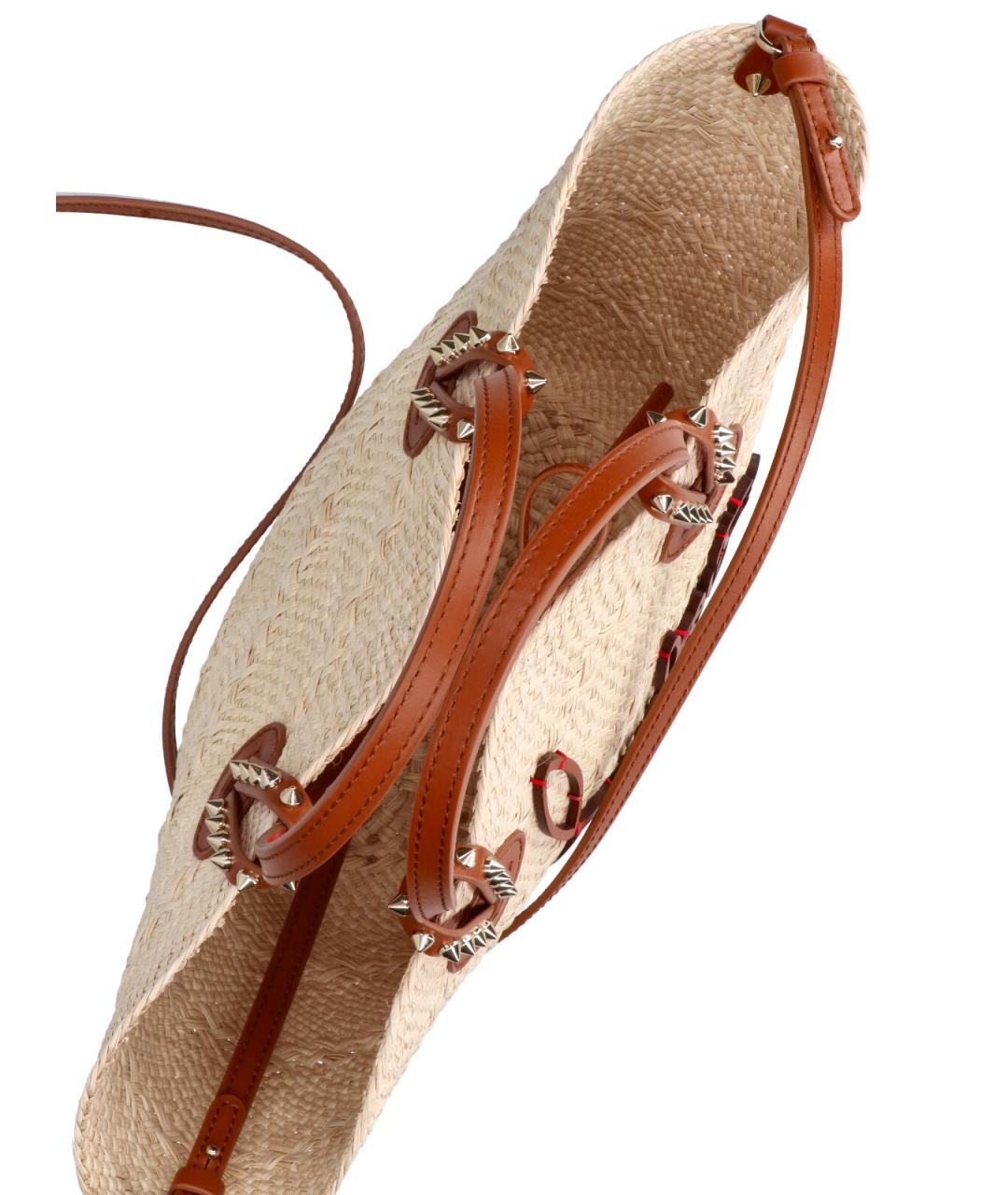 CHRISTIAN LOUBOUTIN Бежевая пелетеная сумка тоут, фото 4