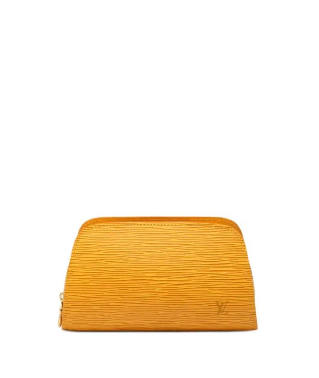 LOUIS VUITTON Желтая кожаная косметичка, фото 9