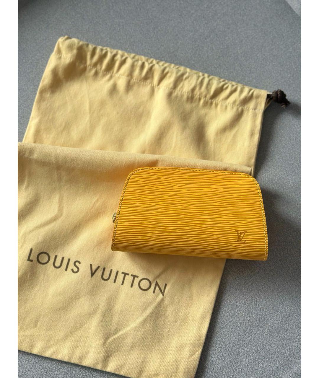 LOUIS VUITTON Желтая кожаная косметичка, фото 2