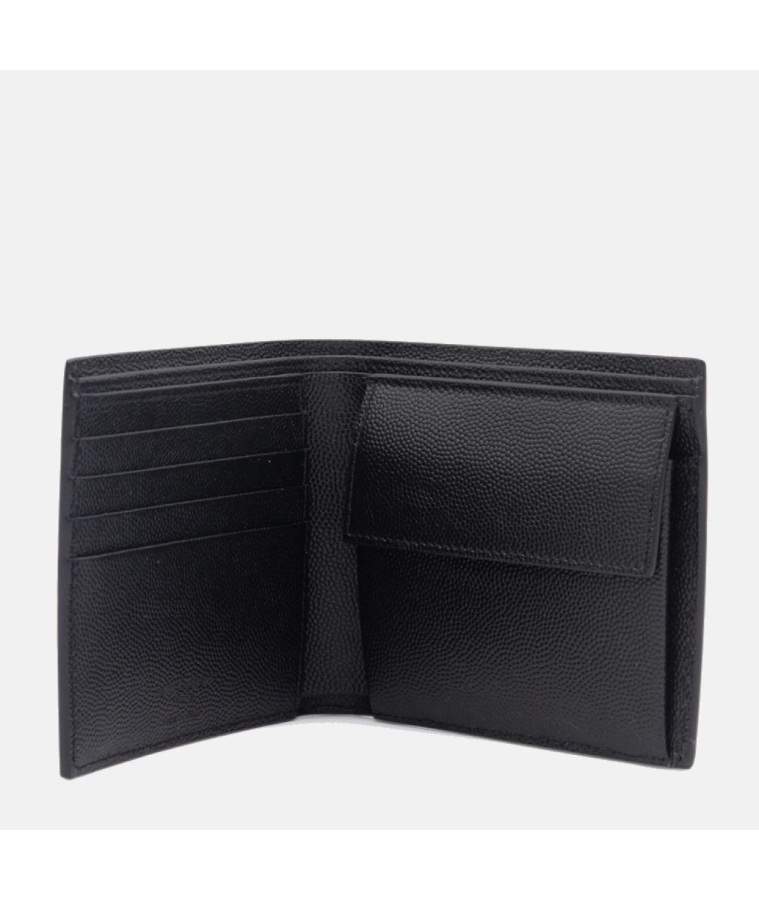 SAINT LAURENT Черный кожаный кошелек, фото 3