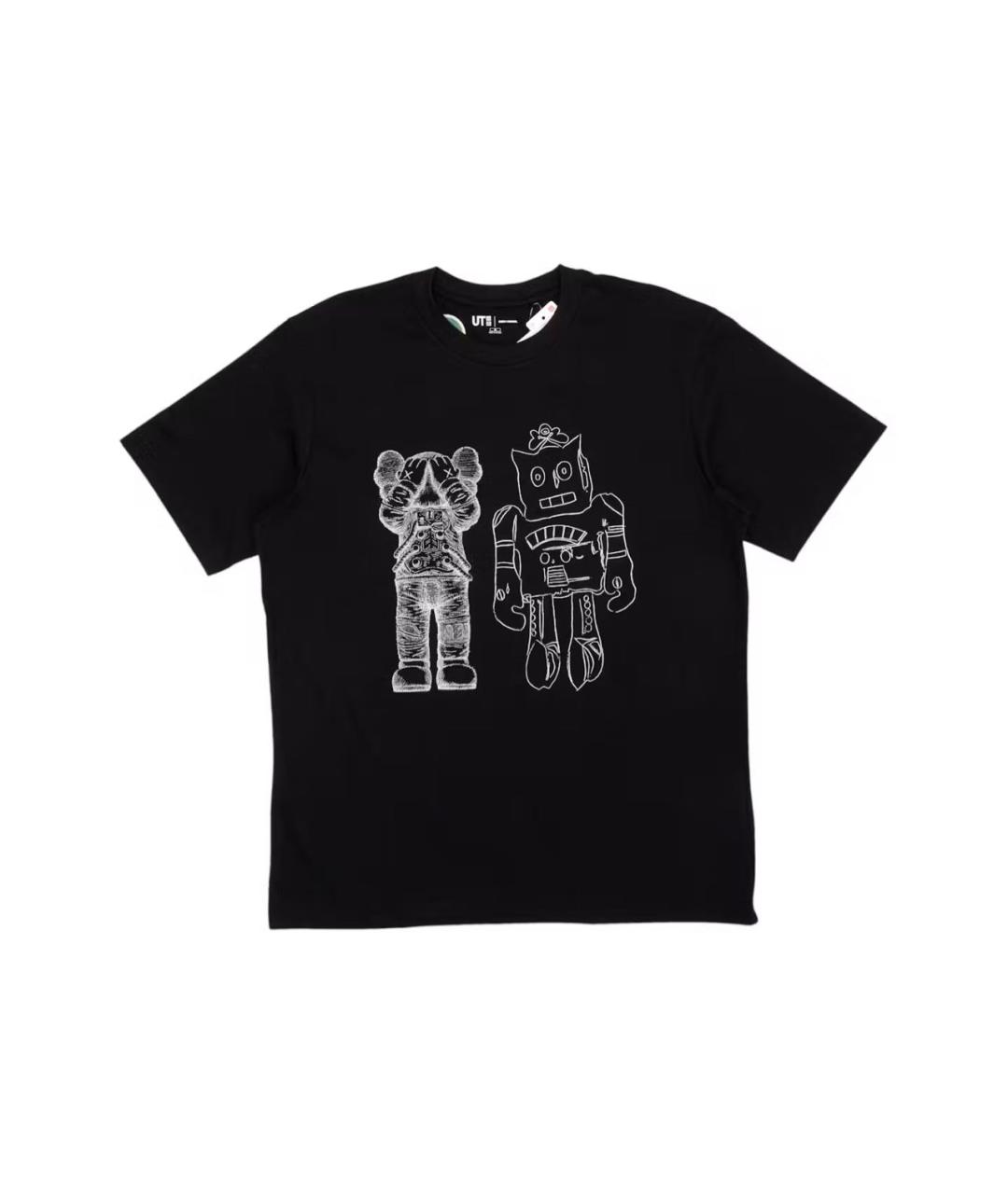 KAWS Черная хлопковая футболка, фото 1