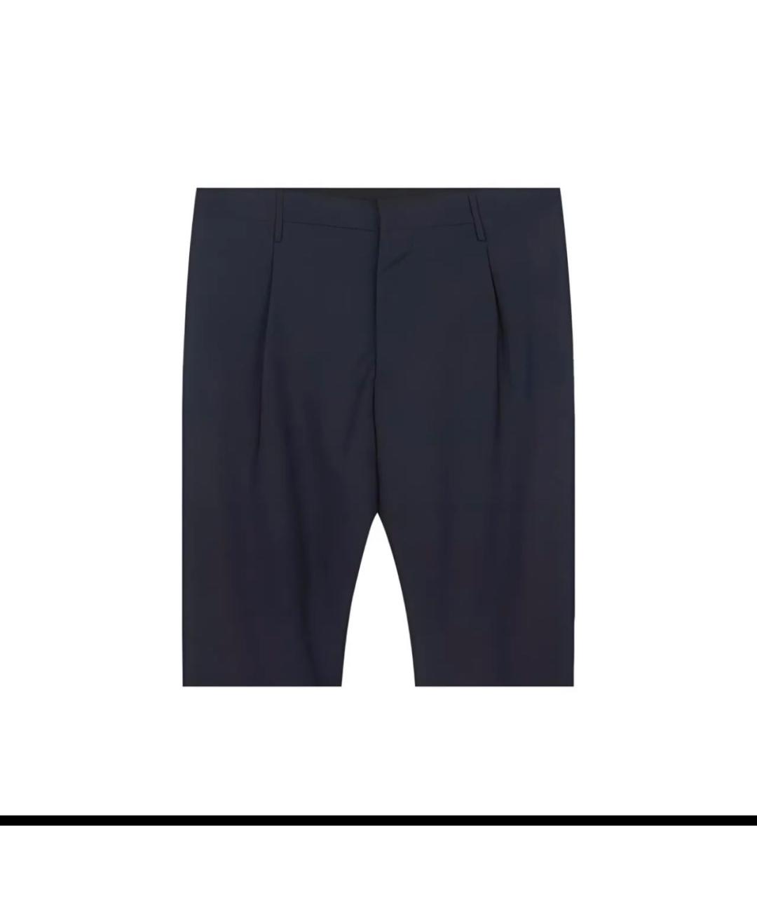 VALENTINO Темно-синие шерстяные классические брюки, фото 3