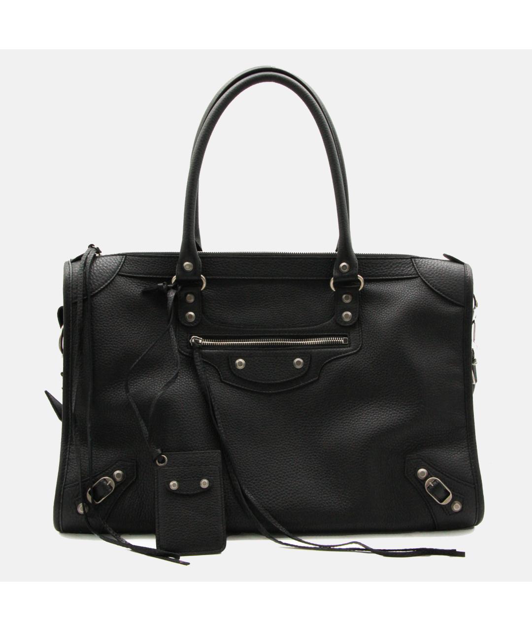 BALENCIAGA Черная кожаная сумка тоут, фото 5