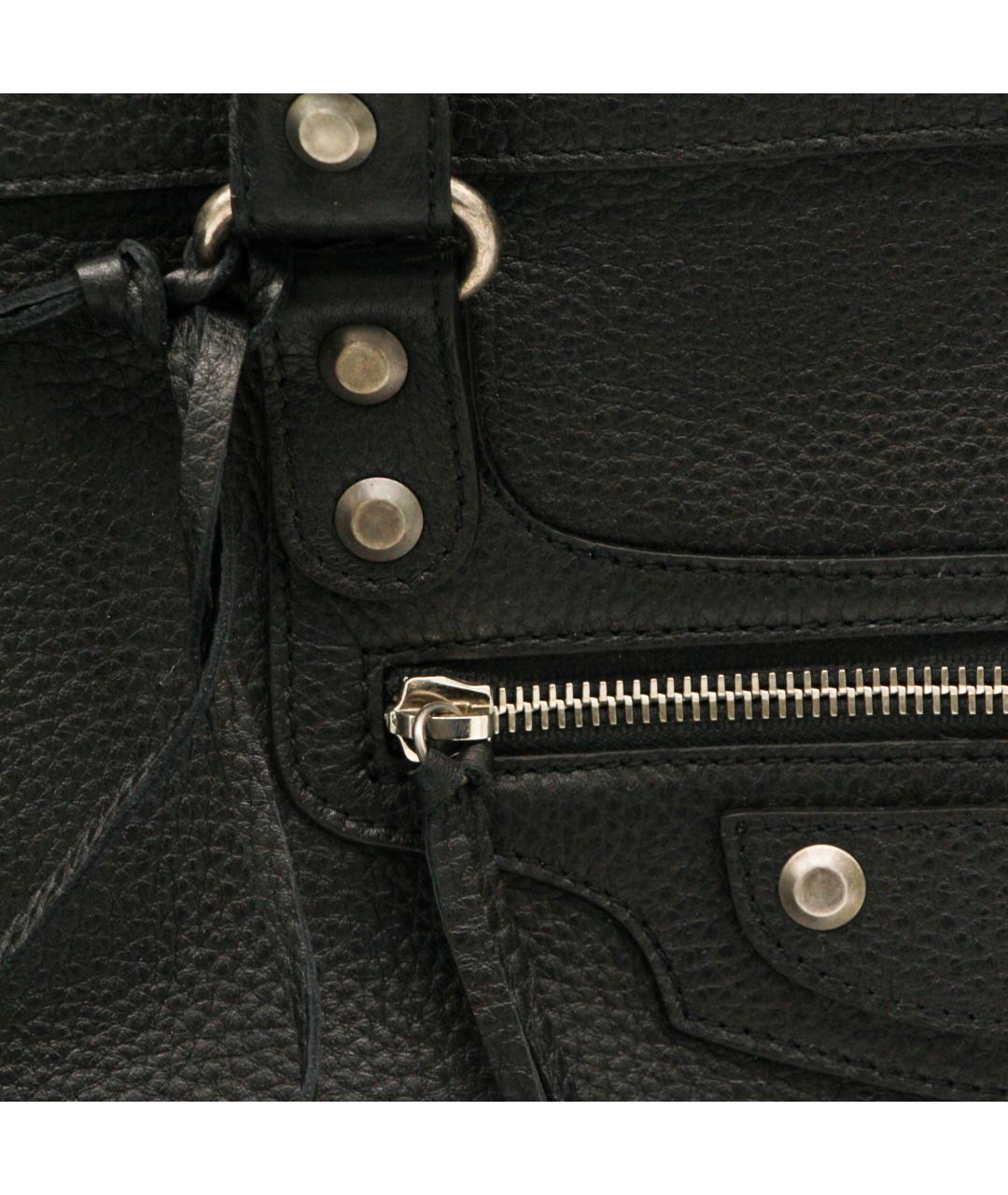 BALENCIAGA Черная кожаная сумка тоут, фото 4