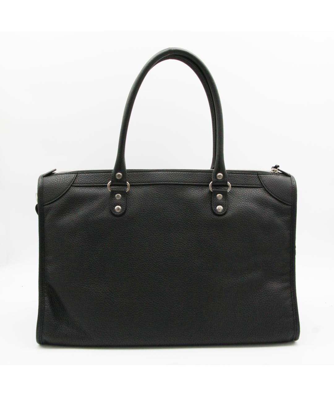 BALENCIAGA Черная кожаная сумка тоут, фото 3