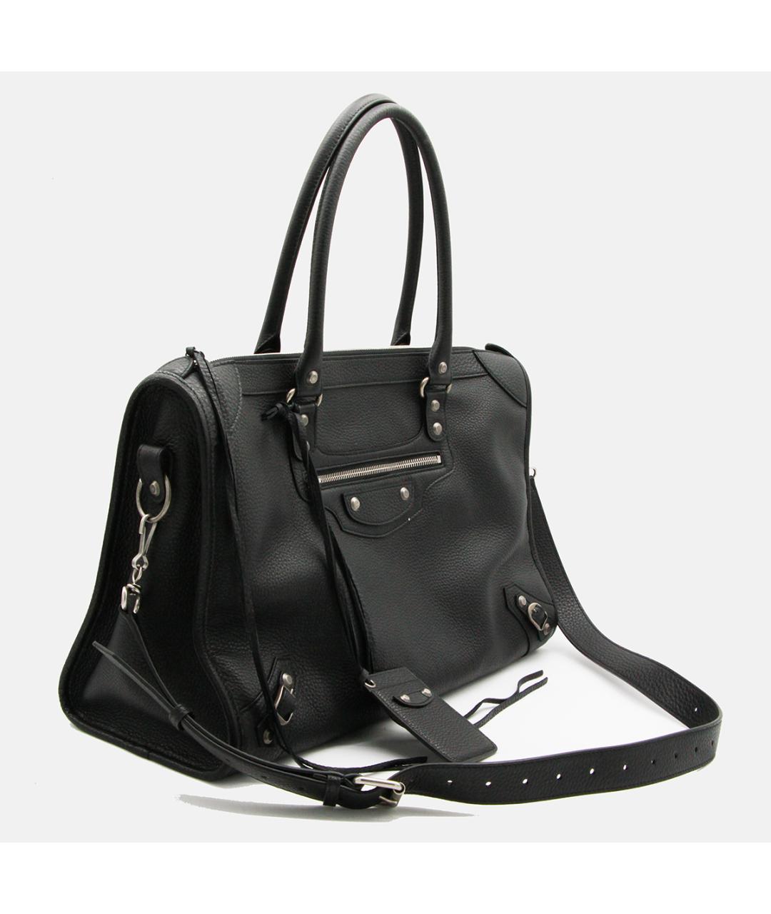 BALENCIAGA Черная кожаная сумка тоут, фото 2