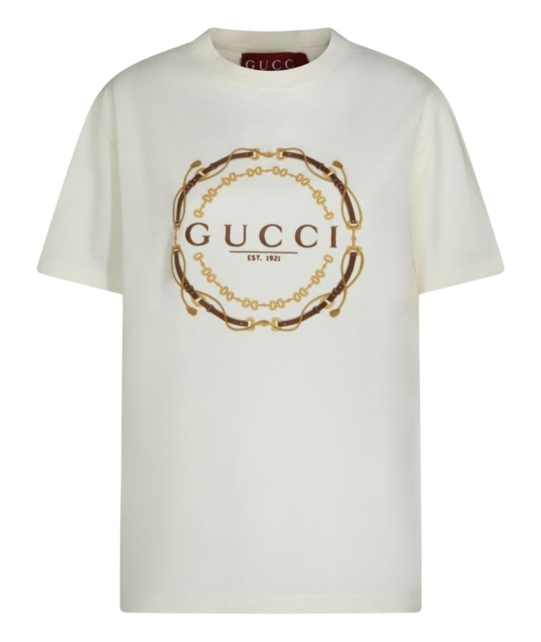 GUCCI Белая хлопковая футболка, фото 1