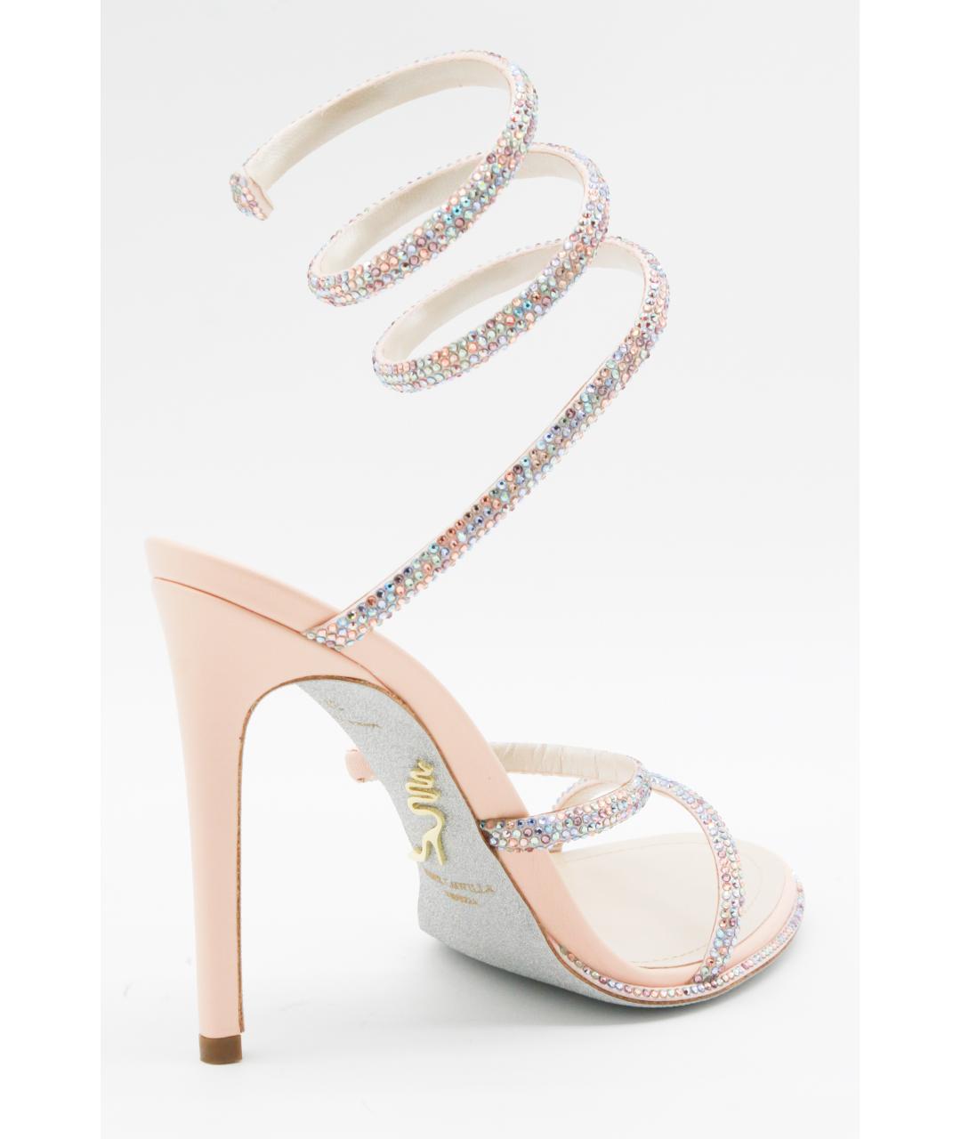 RENE CAOVILLA Бежевые кожаные босоножки, фото 3