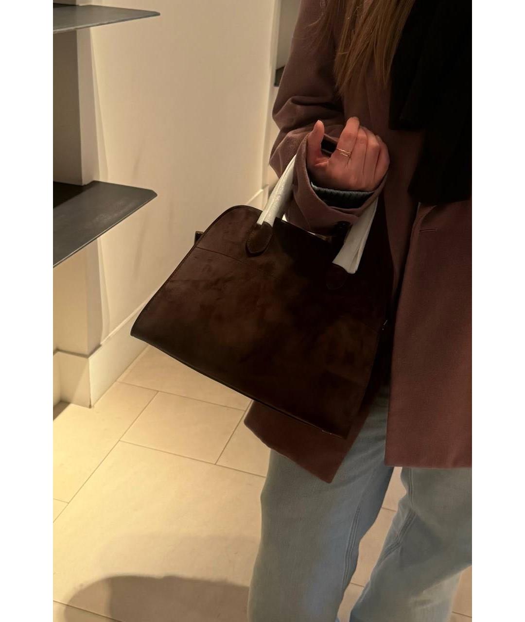 THE ROW Коричневая замшевая сумка с короткими ручками, фото 2