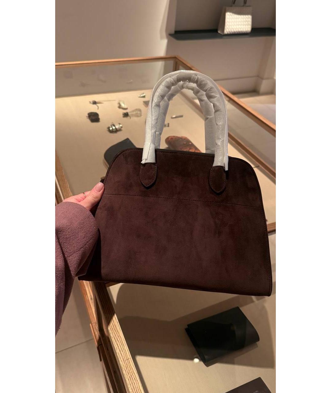 THE ROW Коричневая замшевая сумка с короткими ручками, фото 4