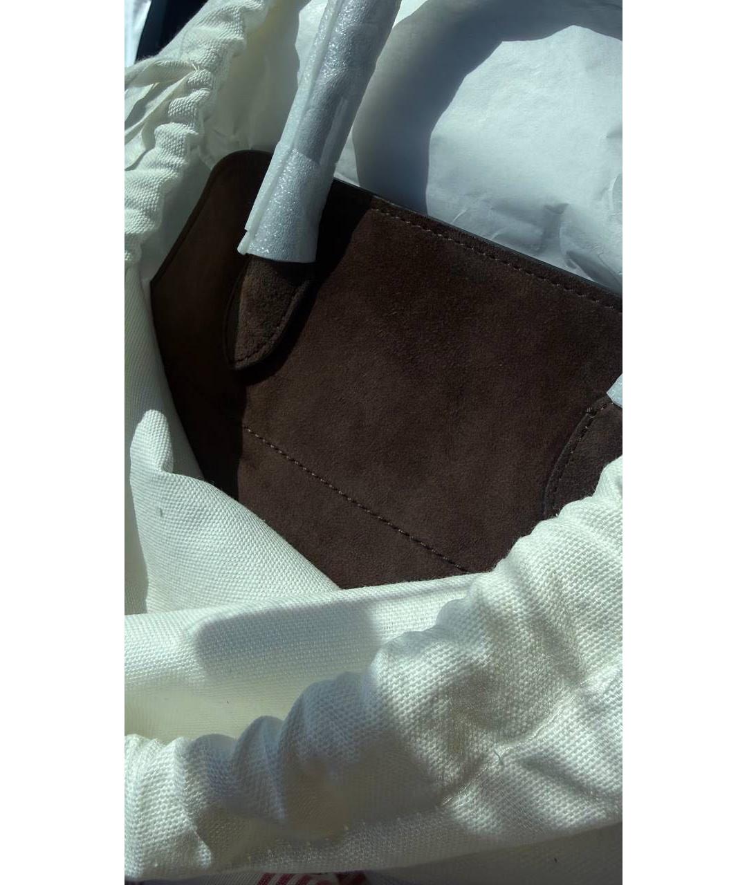 THE ROW Коричневая замшевая сумка с короткими ручками, фото 3