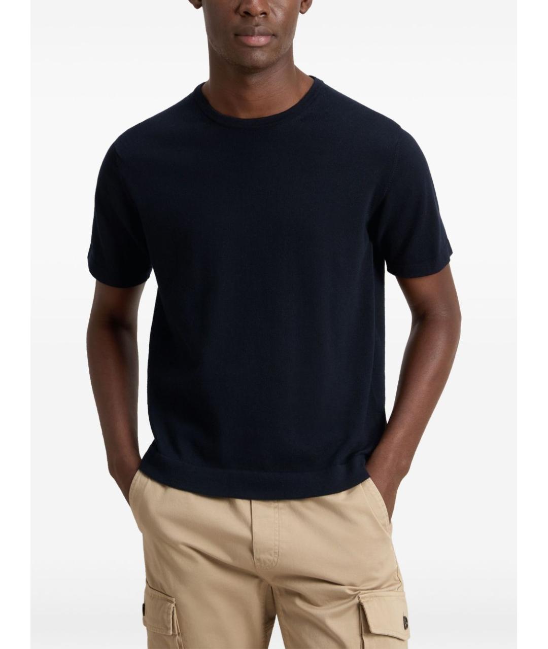 WOOLRICH Темно-синяя хлопковая футболка, фото 3