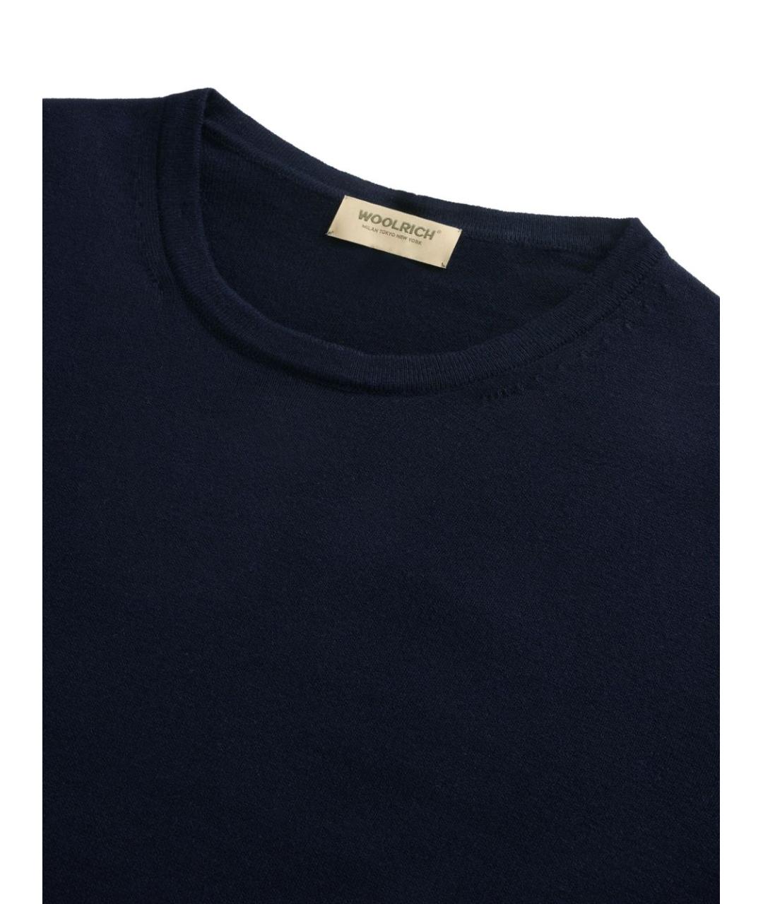 WOOLRICH Темно-синяя хлопковая футболка, фото 4