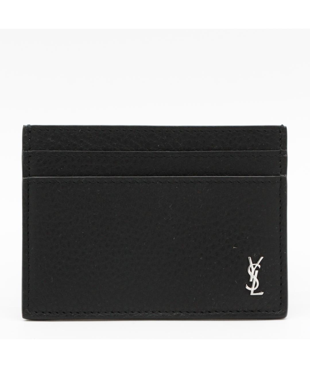 SAINT LAURENT Черный кожаный кардхолдер, фото 3