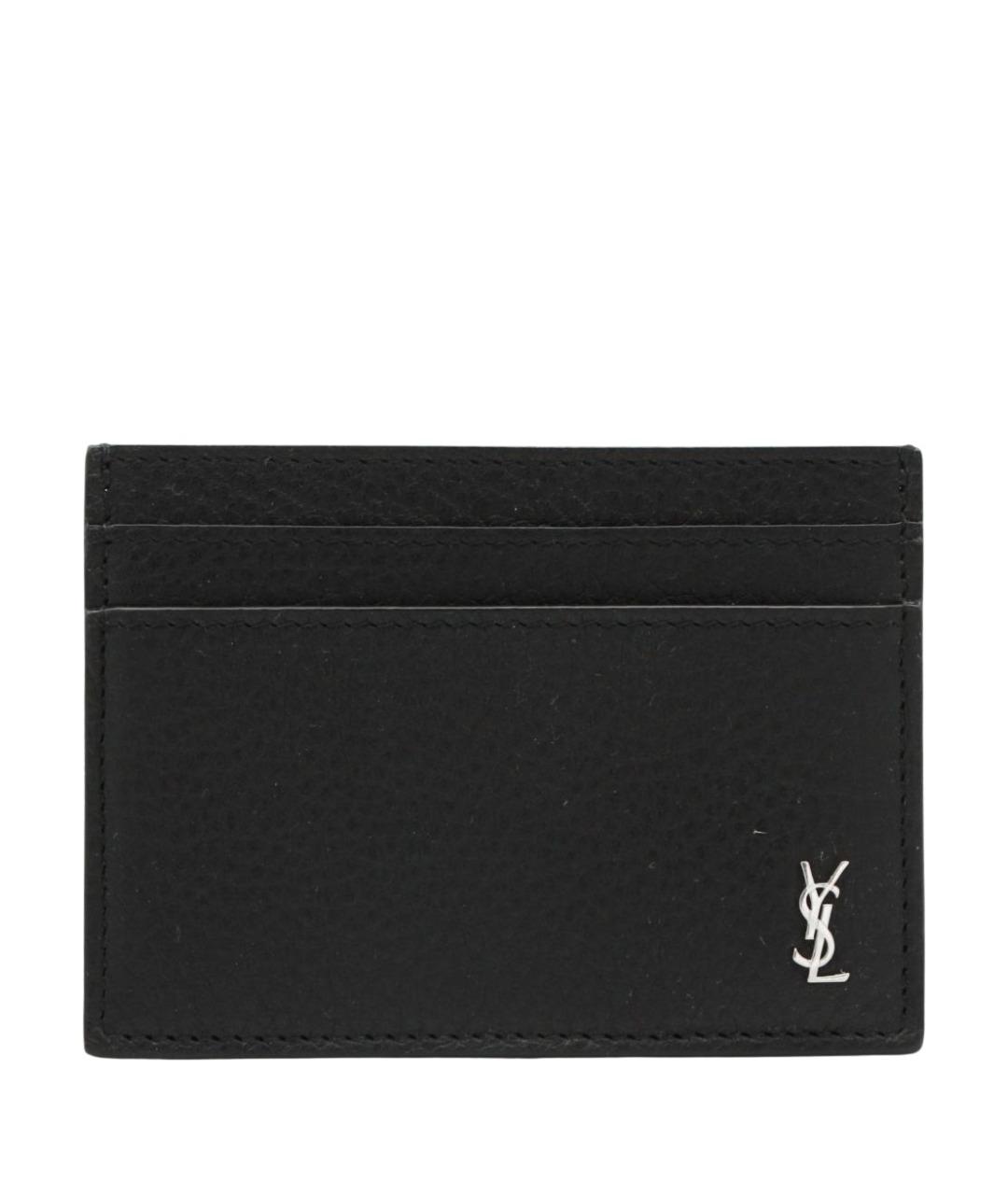 SAINT LAURENT Черный кожаный кардхолдер, фото 1