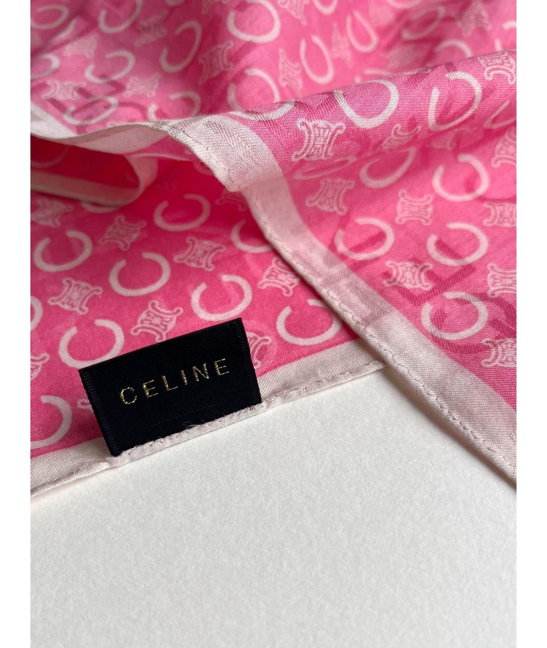 CELINE Розовый хлопковый платок, фото 2