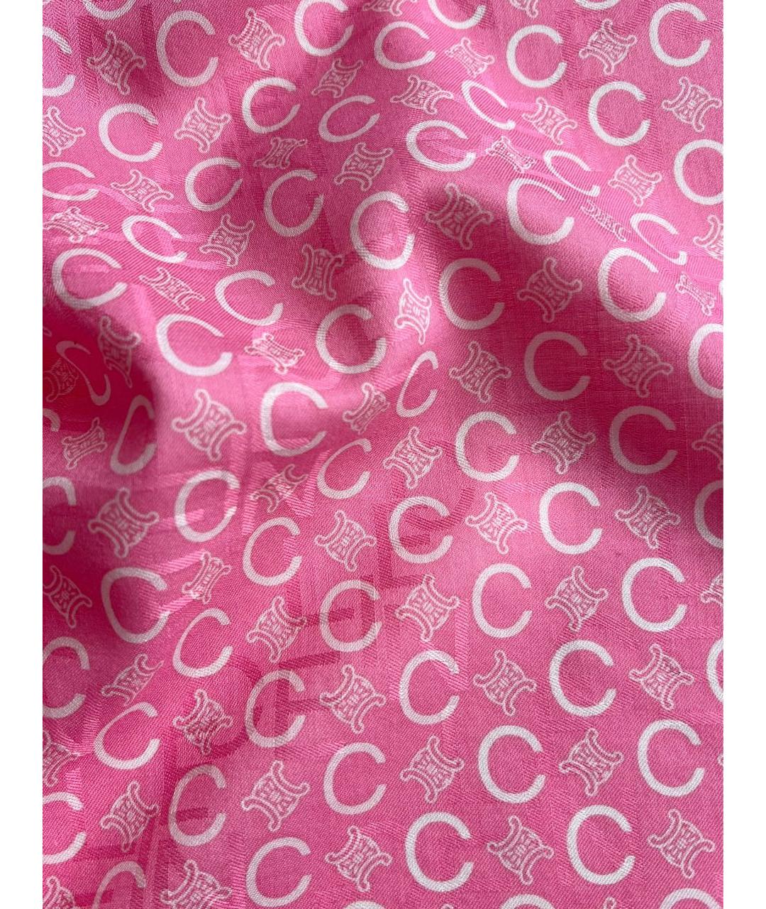 CELINE Розовый хлопковый платок, фото 3