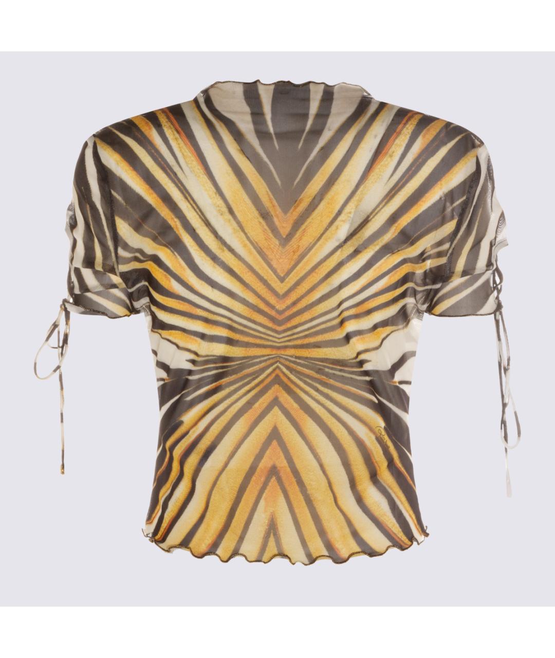 ROBERTO CAVALLI Желтая полиэстеровая футболка, фото 2