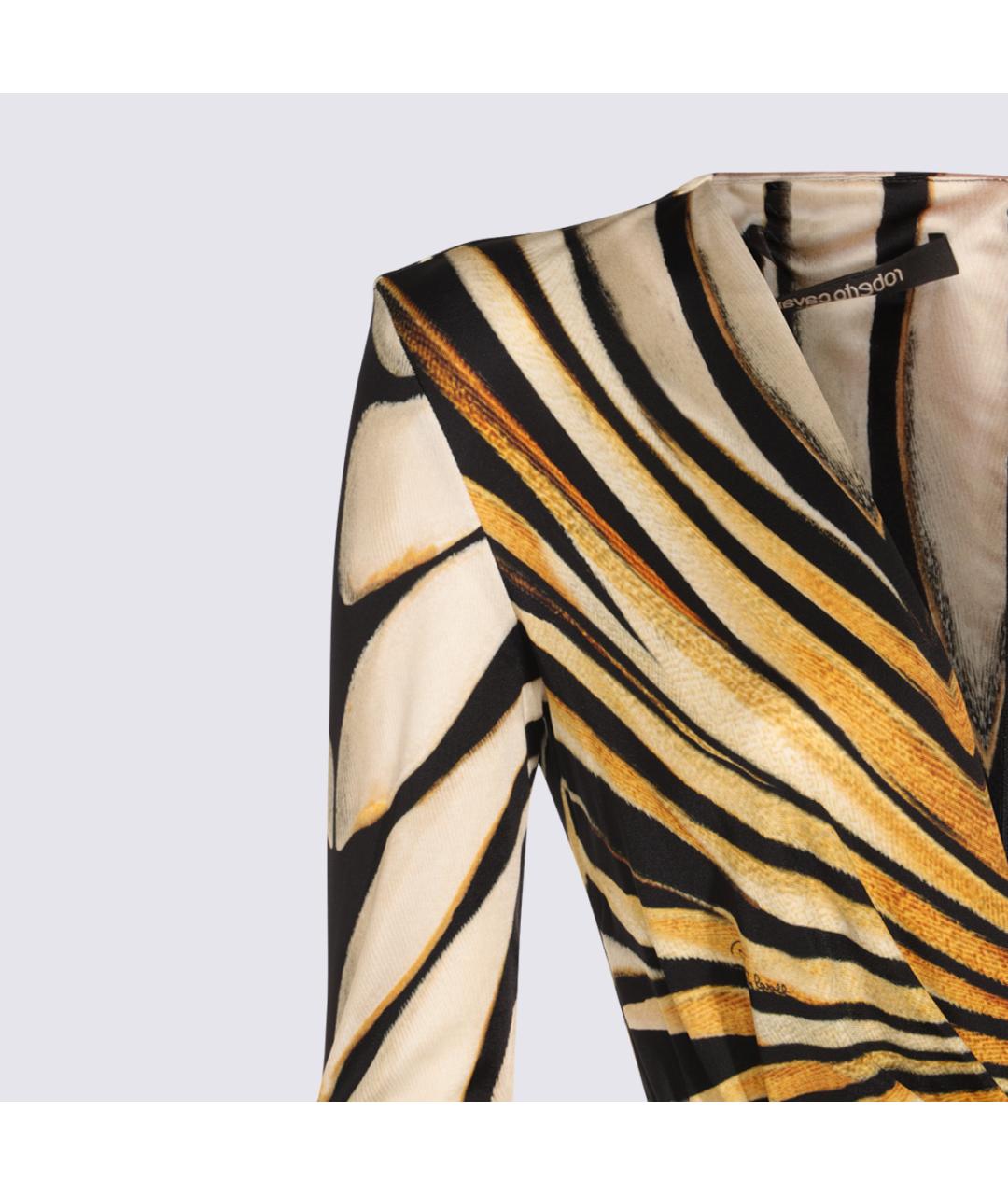 ROBERTO CAVALLI Желтое вискозное вечернее платье, фото 4