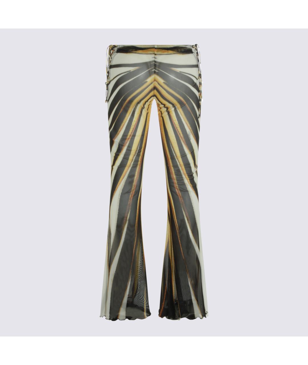 ROBERTO CAVALLI Желтые полиэстеровые прямые брюки, фото 2