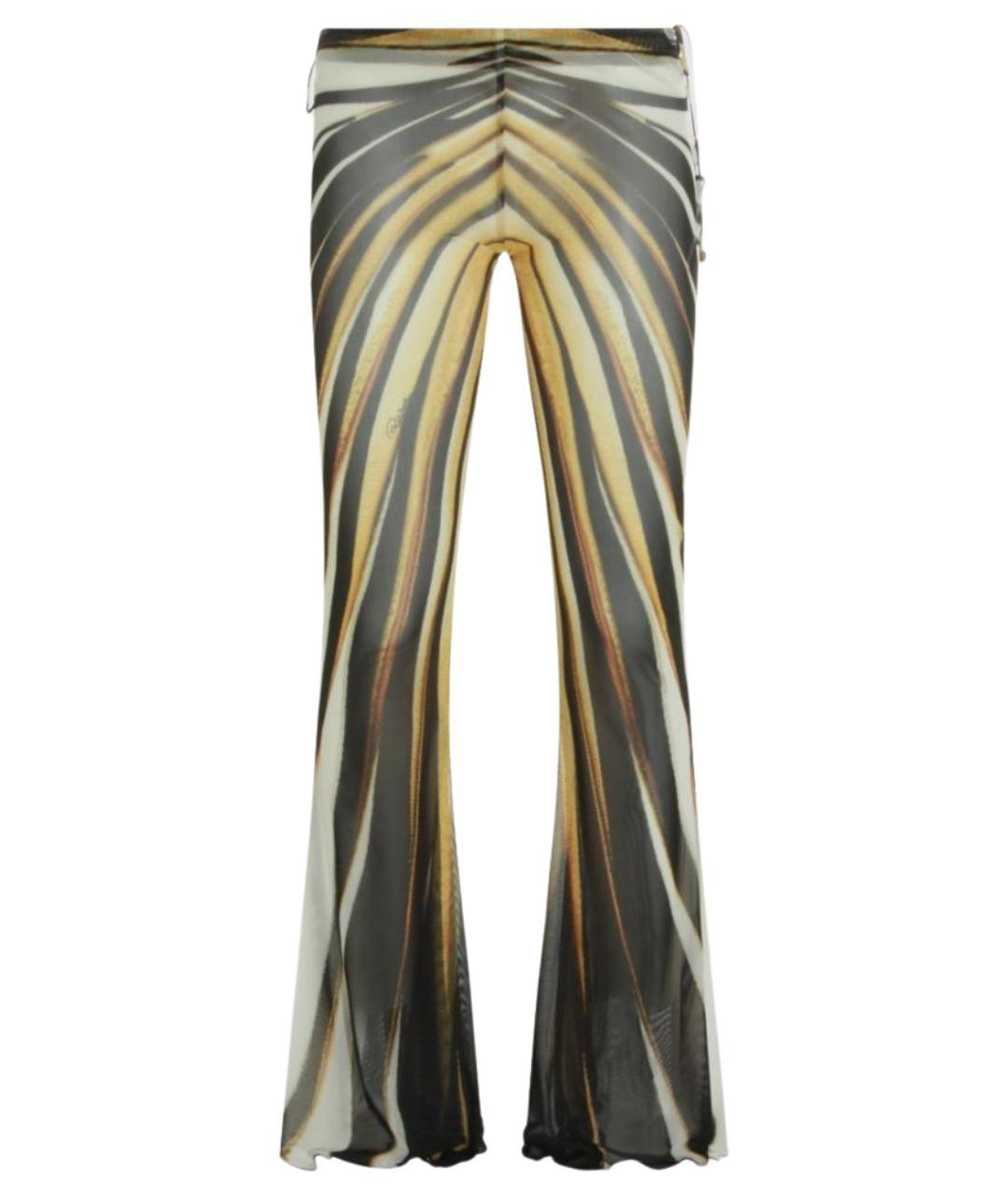 ROBERTO CAVALLI Желтые полиэстеровые прямые брюки, фото 1