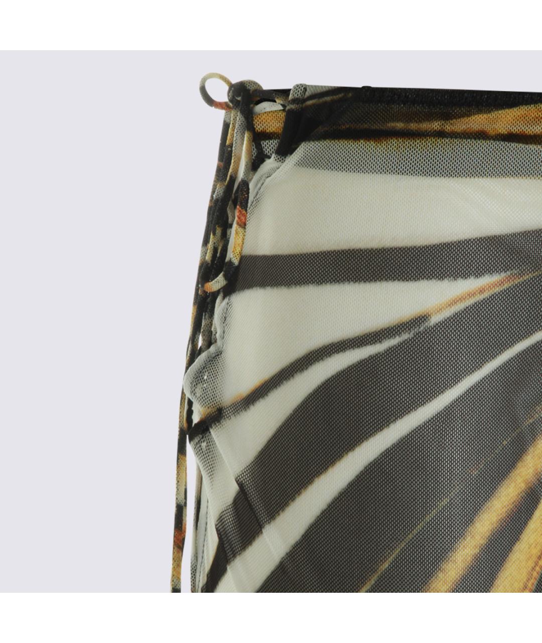 ROBERTO CAVALLI Желтые полиэстеровые прямые брюки, фото 3