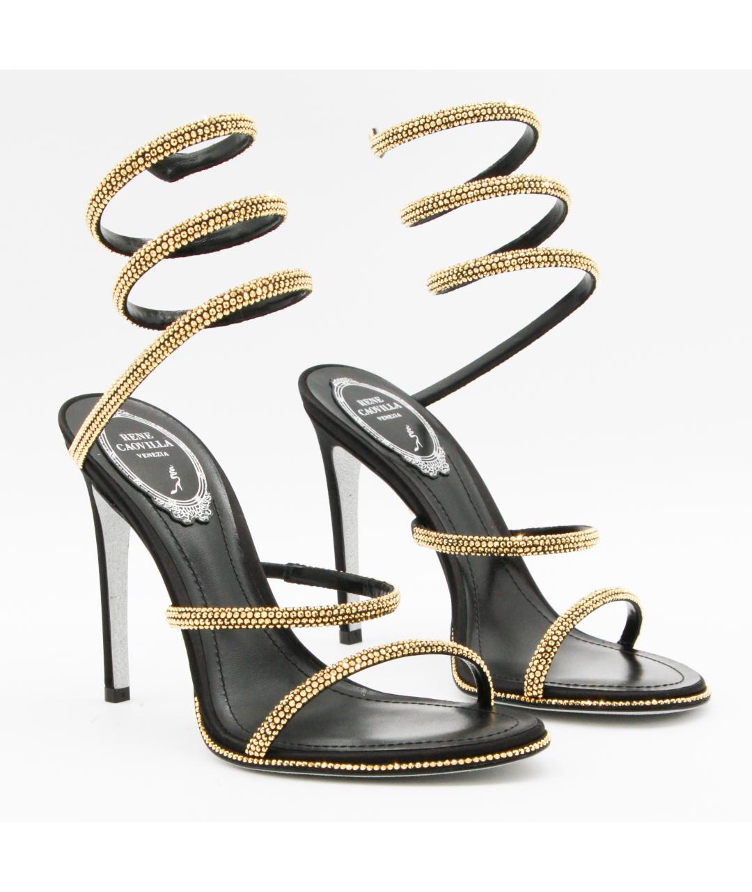 RENE CAOVILLA Золотые кожаные босоножки, фото 2