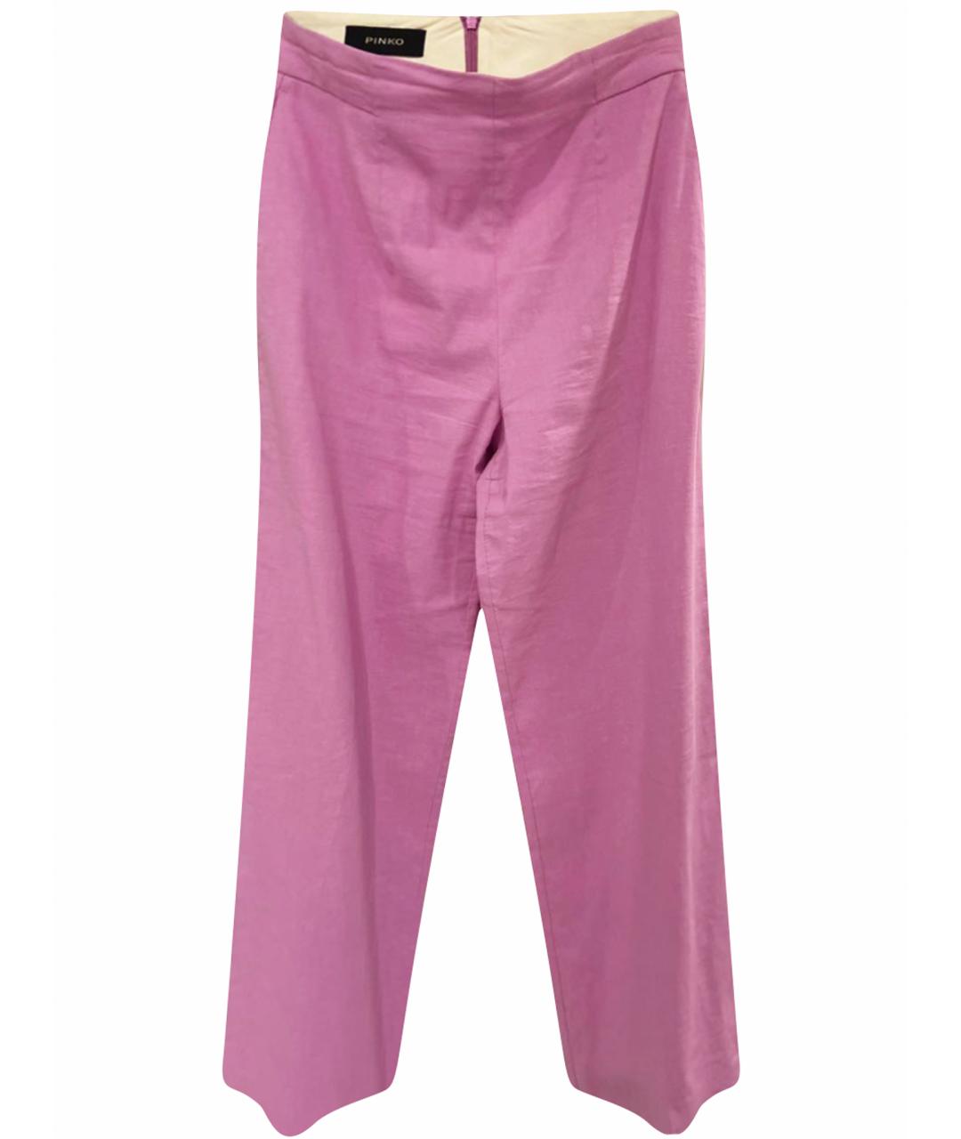 PINKO Розовые хлопковые брюки широкие, фото 1