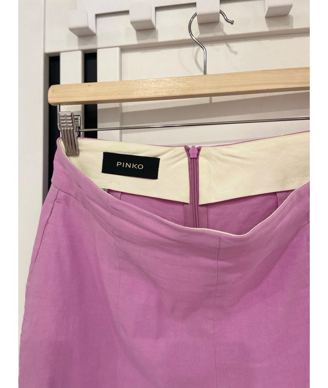 PINKO Розовые хлопковые брюки широкие, фото 2