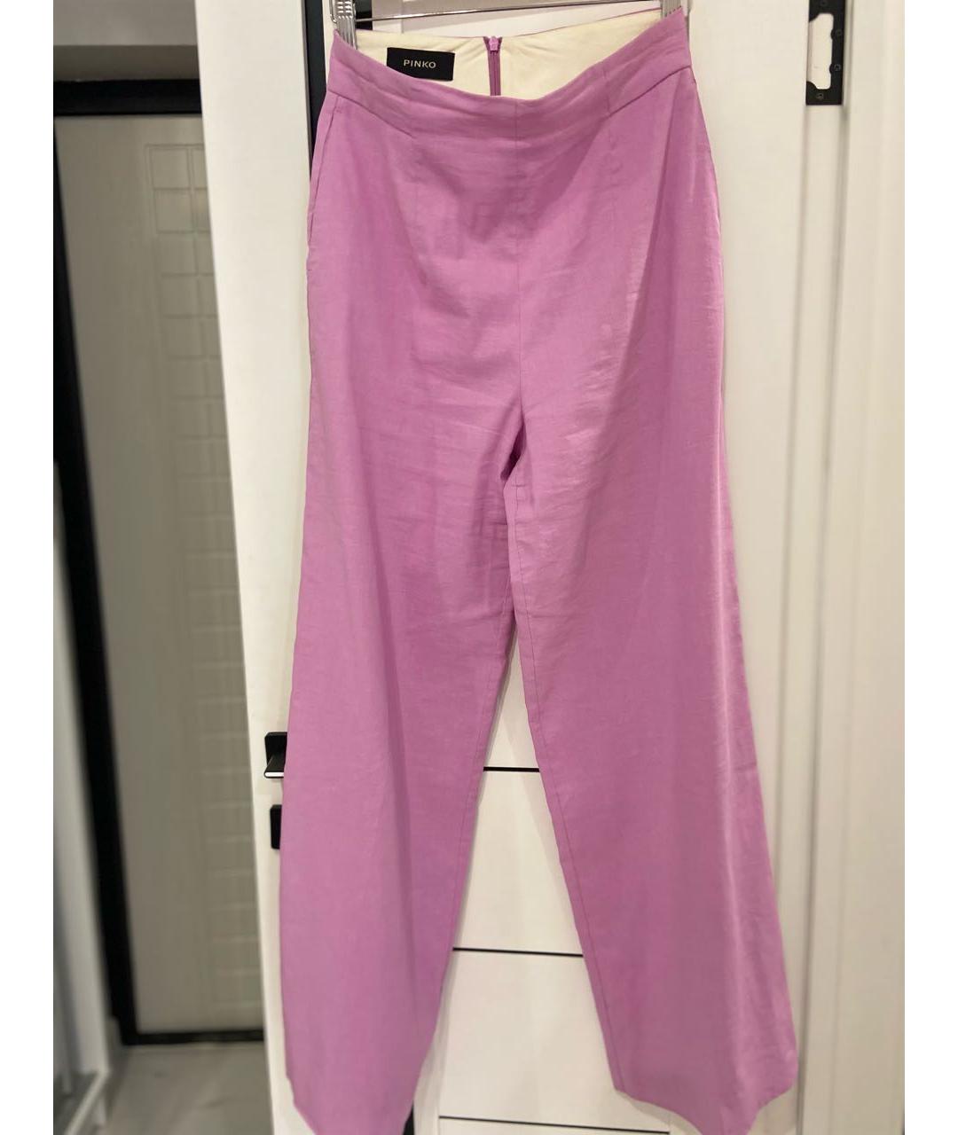 PINKO Розовые хлопковые брюки широкие, фото 3
