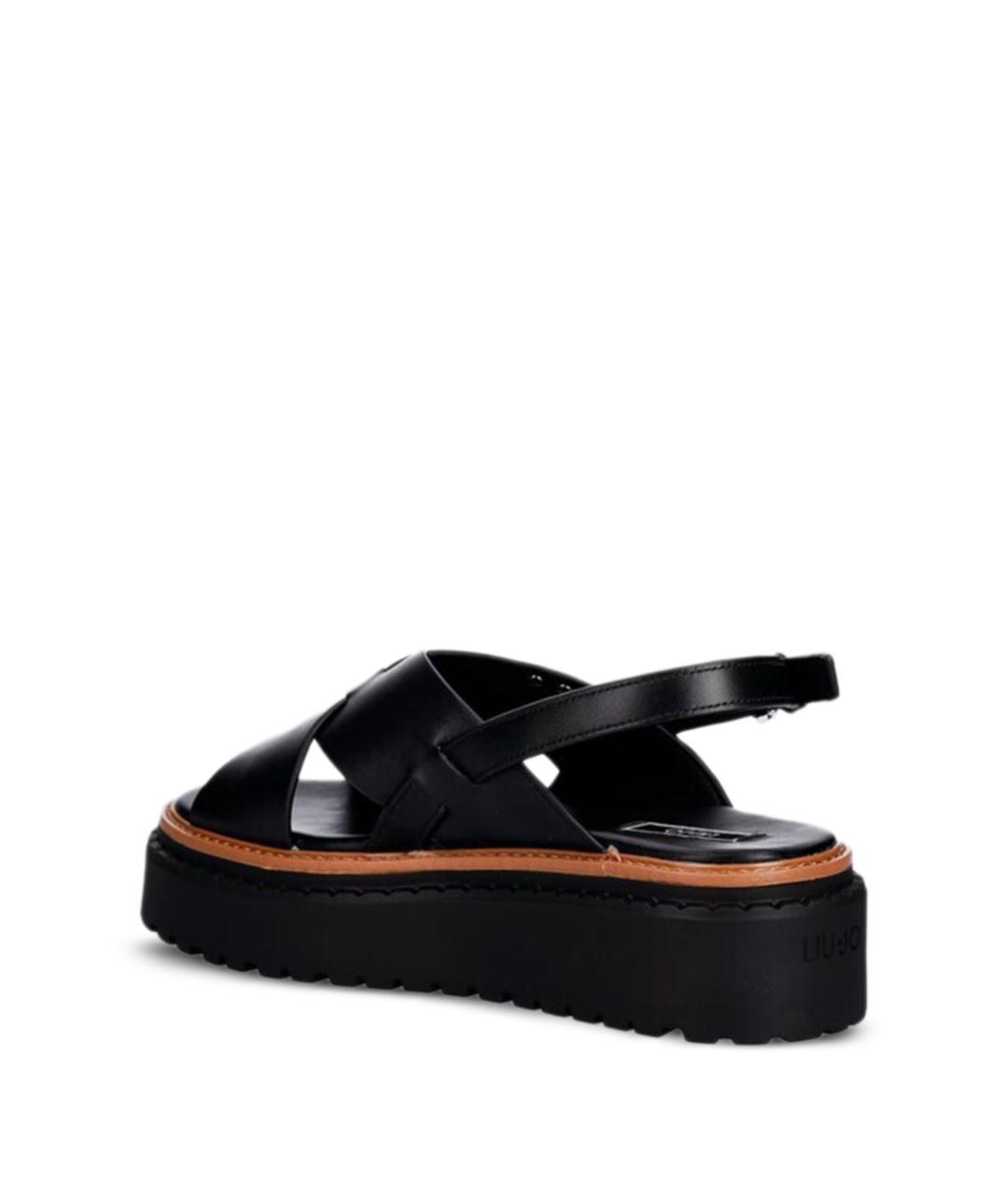 LIU JO Черные кожаные босоножки, фото 4