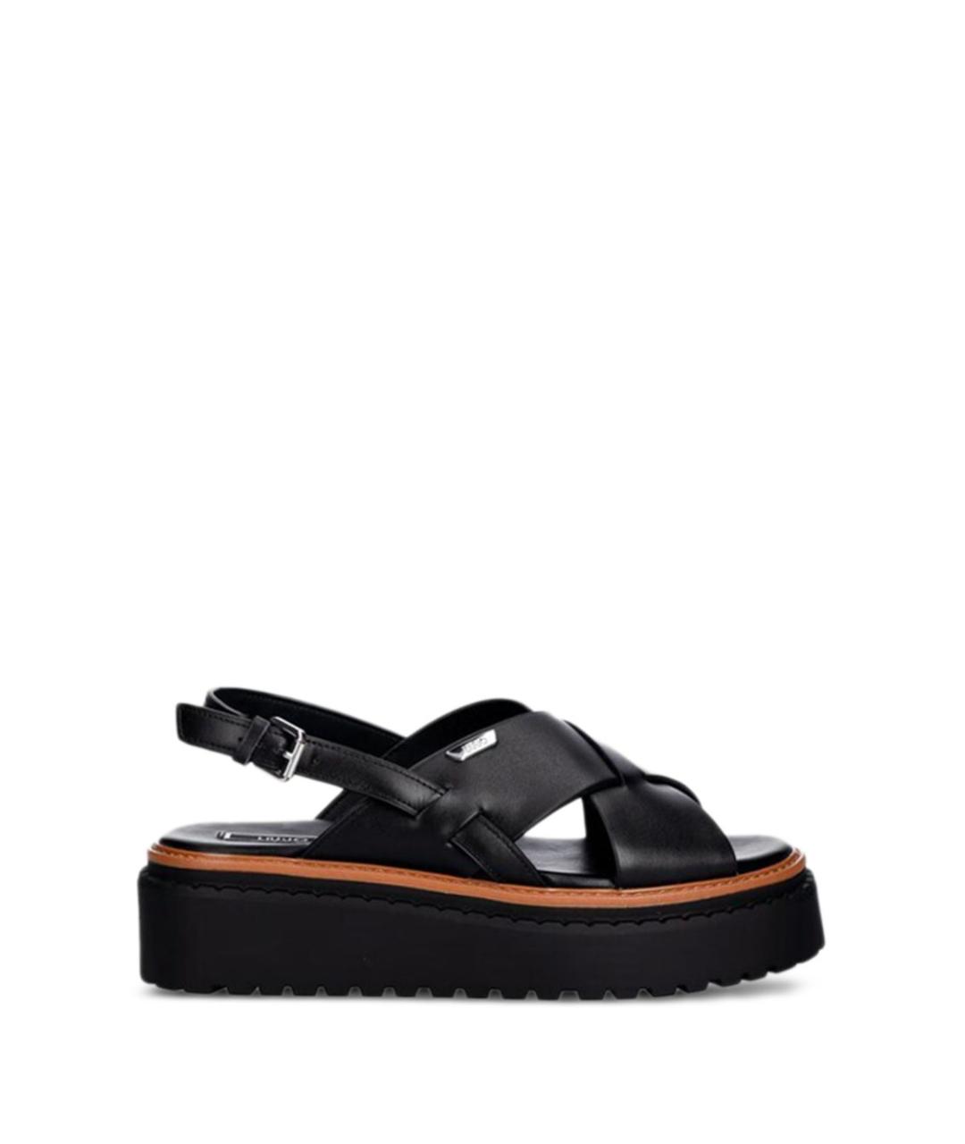 LIU JO Черные кожаные босоножки, фото 1